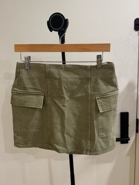 Mango Olive Green Cargo Mini Skirt